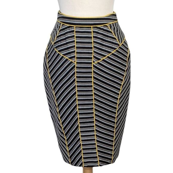 Bensoni 4 Striped Color Block Pencil Skirt Y2K Futuristic VTG Cyberpunk Cosplay - Picture 1 of 12